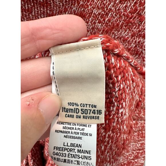 🆕 L.L.BEAN | Orange Heathered Cotton Funnel Neck Long Sleeve Sweater | Small - Picture 7 of 8